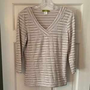 2/$25 Cream/Tan/Brown Sweater with Dot Design by Acorn - Size Medium
